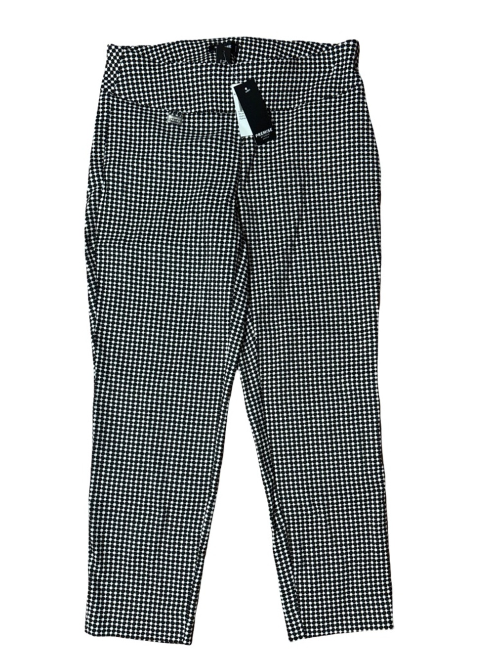 Premise Black White Check Tummy Control Cropped Pants Women's